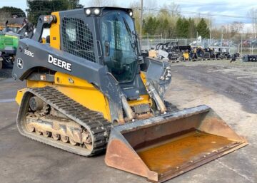2017 John Deere 333G Skid Steer Crawler Track Loader Cab Aux Hyd QC
